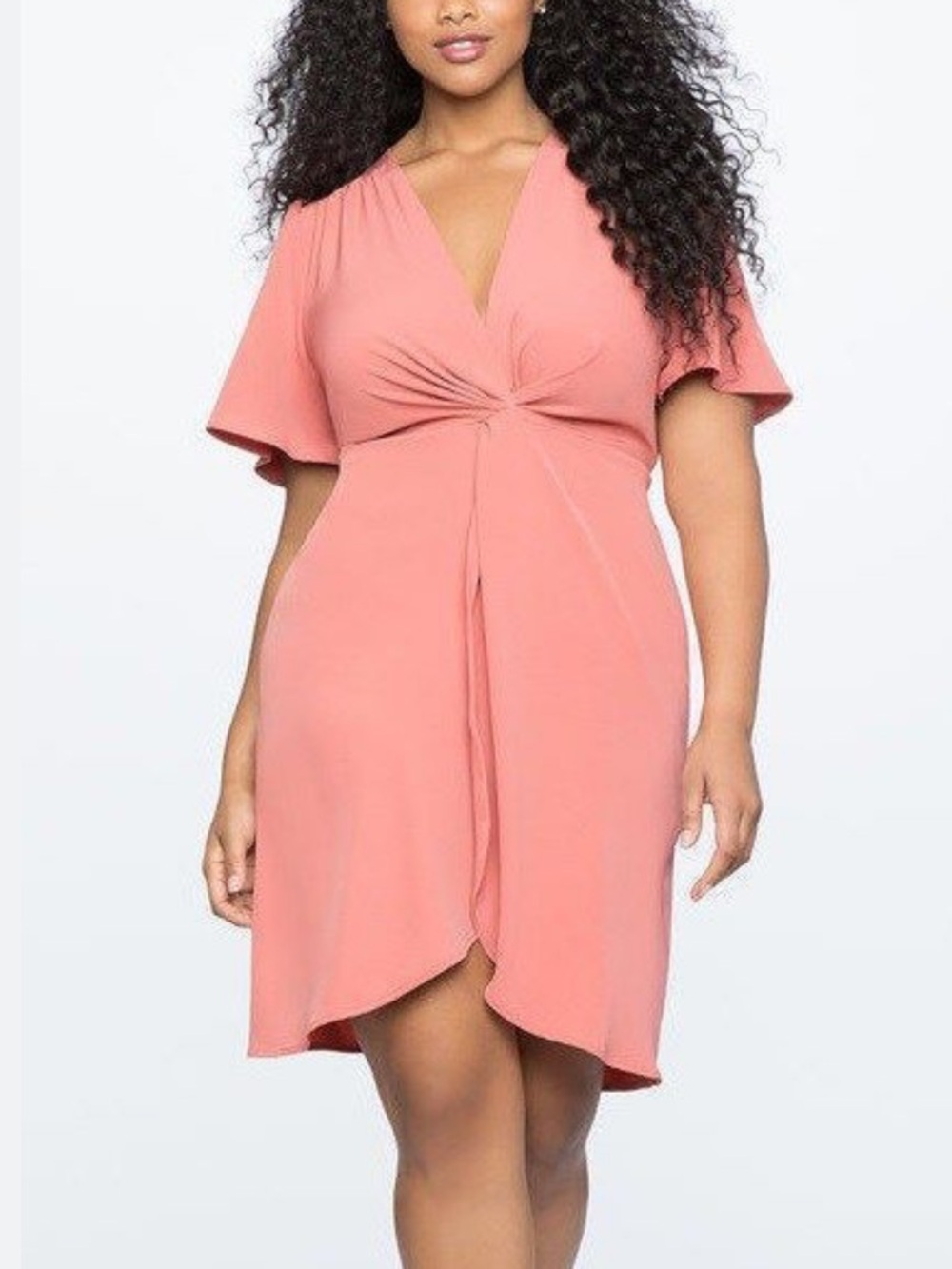 NWT Eloquii Coral Twist Front Dress